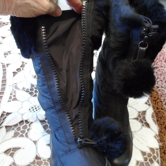 Burberry Black Leather/Nylon Zip Weather/Snow Boots Size 37 - Picture 8 of 16